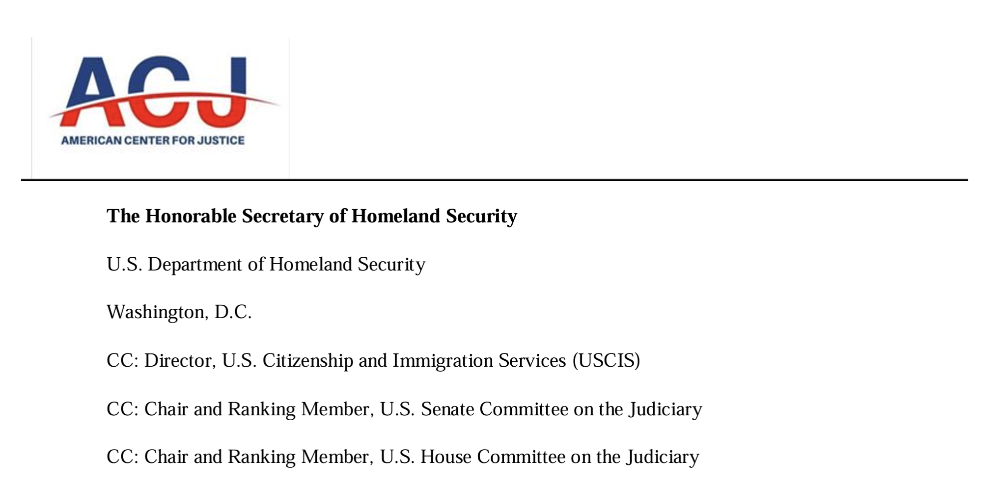 American Center for Justice Urges Washington to Reconsider and Withdraw Termination of Temporary Protected Status and Redesignate Yemen for TPS